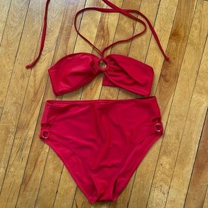 Red Live Love Dream Red O-Ring High Waisted Bikini